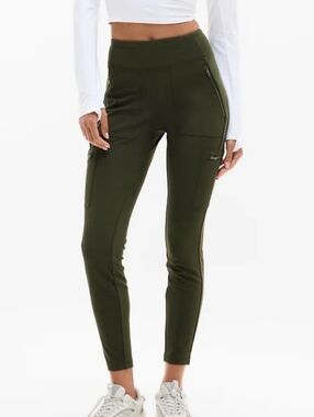Athleta Headlands Hybrid High Rise Cargo Legging Olive Green